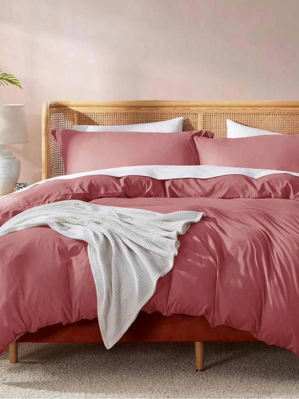 Pink Clay Queen  Cotton Duvet Cover Set- 1 Duvet cover and 2 pillow shams